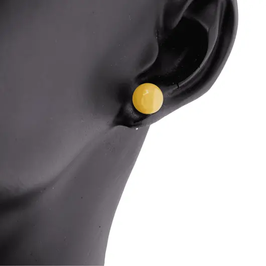 Cercei cu surub chihlimbar 6mm cu argint 925, unt, imagine 3