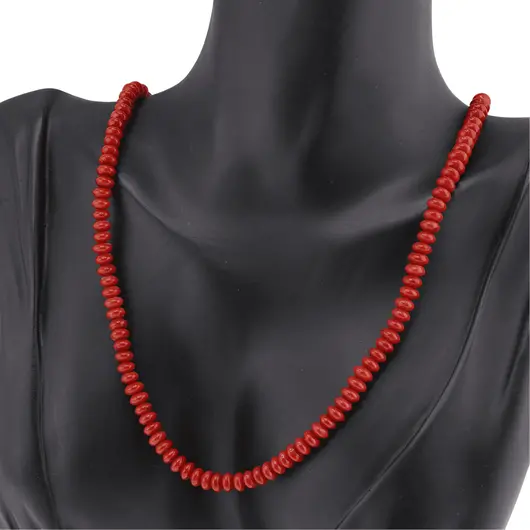 Colier Coral rosu discuri, 5mm, imagine 3