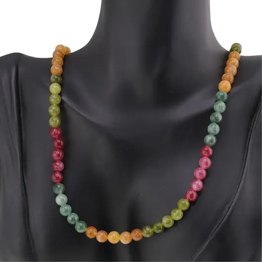 Colier Agat Turmalina multicolora sfere, 6mm, imagine 3
