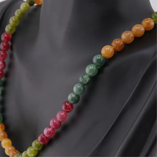 Colier Agat Turmalina multicolora sfere, 6mm, imagine 4