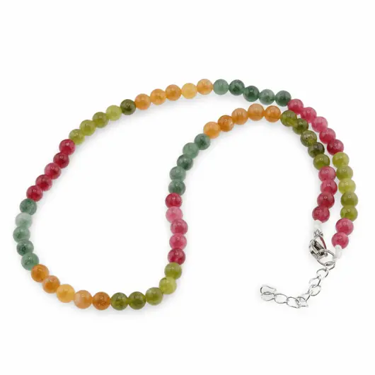 Colier Agat Turmalina multicolora sfere, 6mm