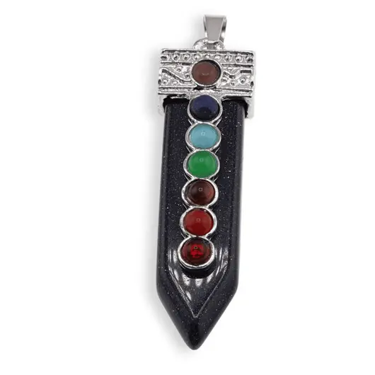 Pandantiv chakre Goldstone albastru sabie, 50mm