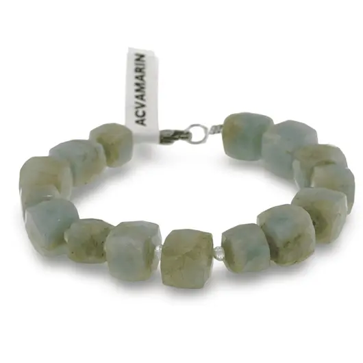 Bratara Acvamarin cuburi fatetate 8-10mm si Cristal de stanca discuri fatetate 3mm, imagine 2