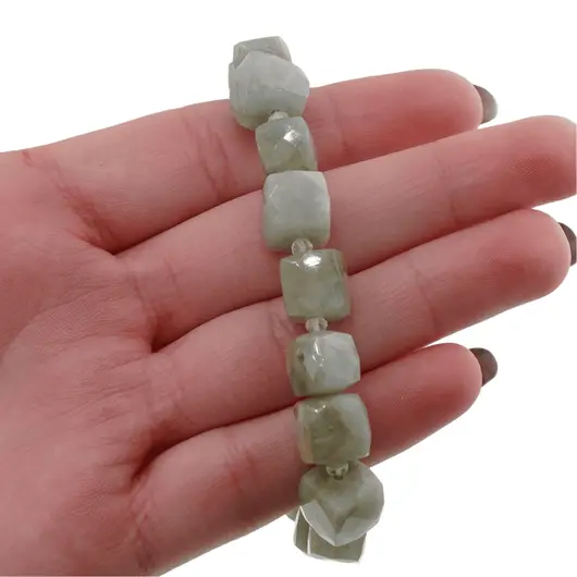 Bratara Acvamarin cuburi fatetate 8-10mm si Cristal de stanca discuri fatetate 3mm, imagine 5