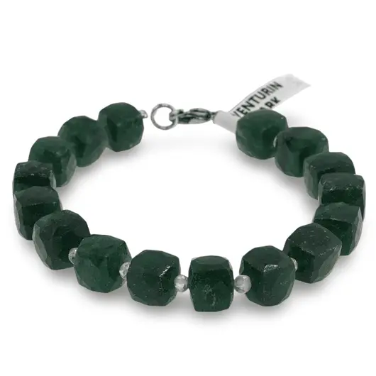 Bratara Aventurin dark cuburi fatetate 8-9mm si Cristal de stanca discuri fatetate 3mm, imagine 2