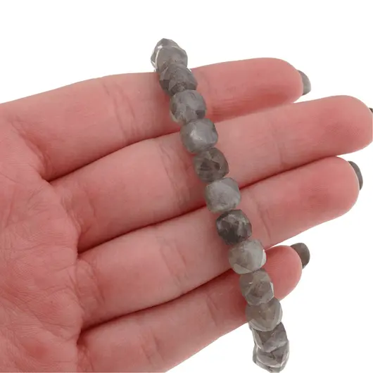 Bratara din cristale naturale Labradorit cuburi fatetate, 6mm, imagine 5