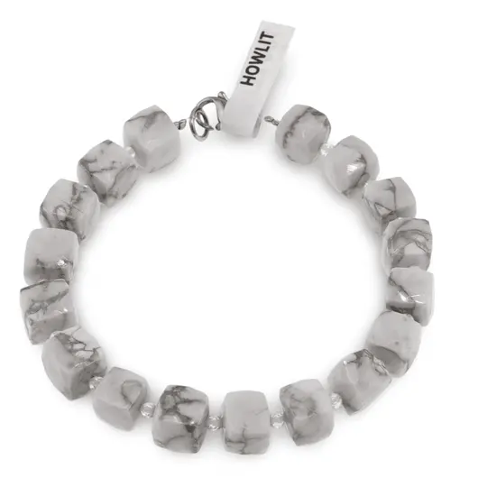 Bratara Howlit cuburi fatetate 8-9mm si Cristal de stanca sfere fatetate 2mm