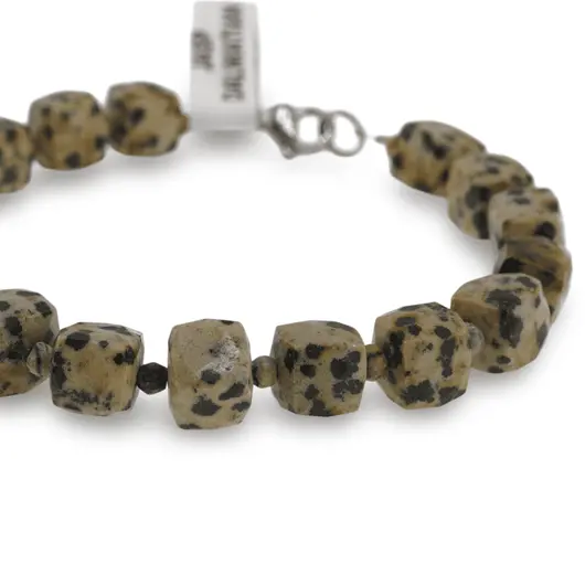 Bratara Jasp dalmatian cuburi fatetate 7-8mm si discuri fatetate 3mm, imagine 3