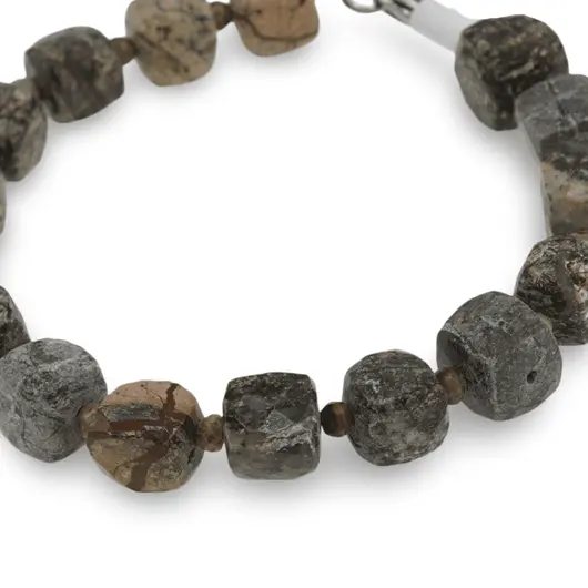 Bratara Jasp Oceanic cuburi fatetate 8mm si Labradorit discuri fatetate 3mm, imagine 3