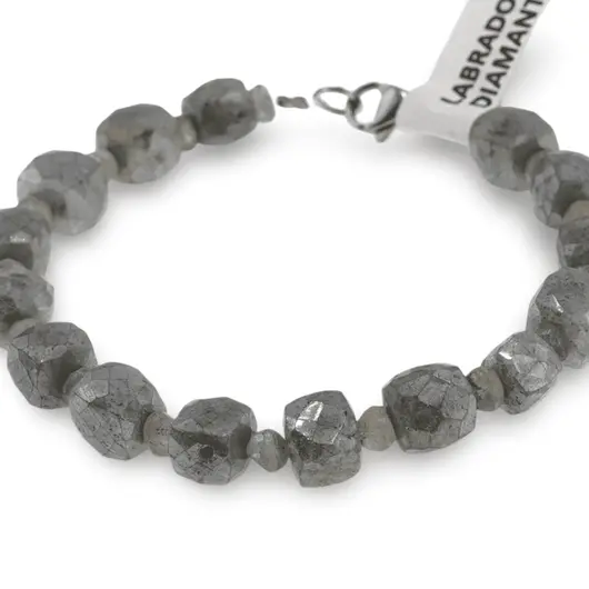 Bratara Labradorit diamantat cuburi fatetate 7-8mm si discuri fatetate 4mm, imagine 3