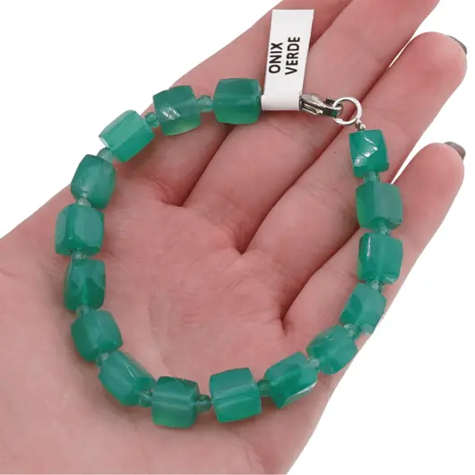 Bratara Onix verde cuburi fatetate 6-8mm si discuri fatetate 3mm, imagine 4