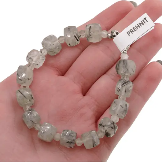 Bratara Prehnit cuburi fatetate 8-9mm si discuri fatetate 4mm, imagine 4
