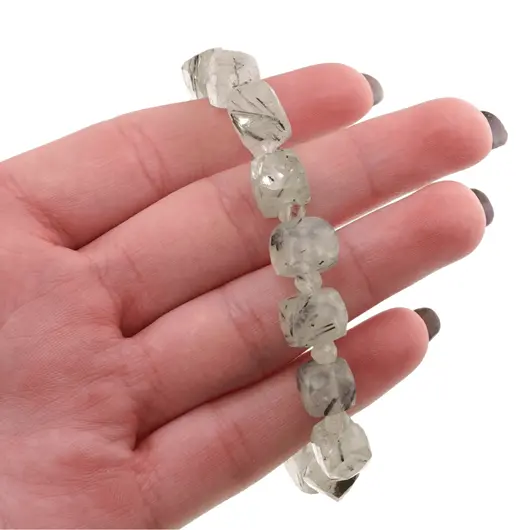 Bratara Prehnit cuburi fatetate 8-9mm si discuri fatetate 4mm, imagine 5