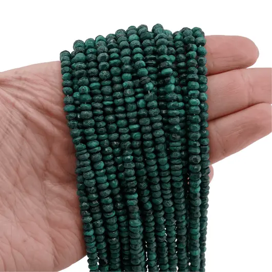 Sirag malachit natural discuri fatetate 3-4mm, 33cm, imagine 7