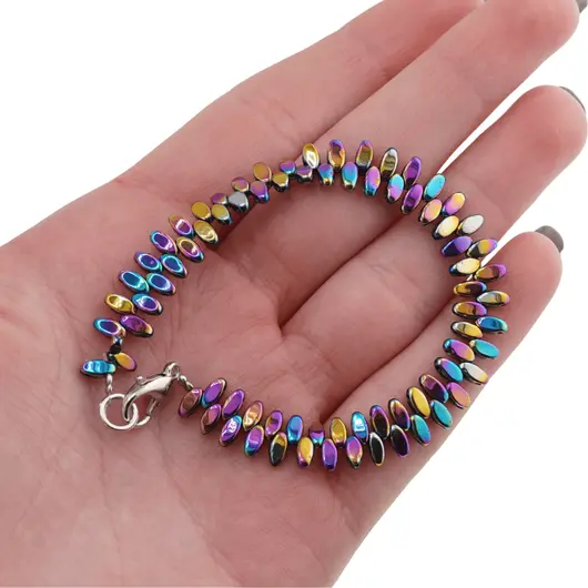 Bratara Hematit electroplacat cristale ovale, 5mm, imagine 4