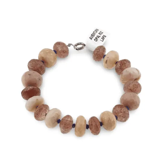 Bratara mix Aventurin rosu, Opal roz discuri fatetate 8-12mm si Lapis Lazuli discuri 3mm