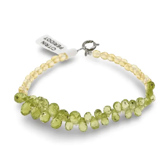 Bratara Peridot briolete 6-8mm si Citrin sfere fatetate 4mm, imagine 2