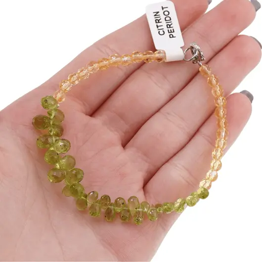 Bratara Peridot briolete 6-8mm si Citrin sfere fatetate 4mm, imagine 4