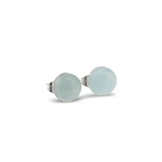 Cercei cu surub Acvamarin semisfere 8mm, imagine 3