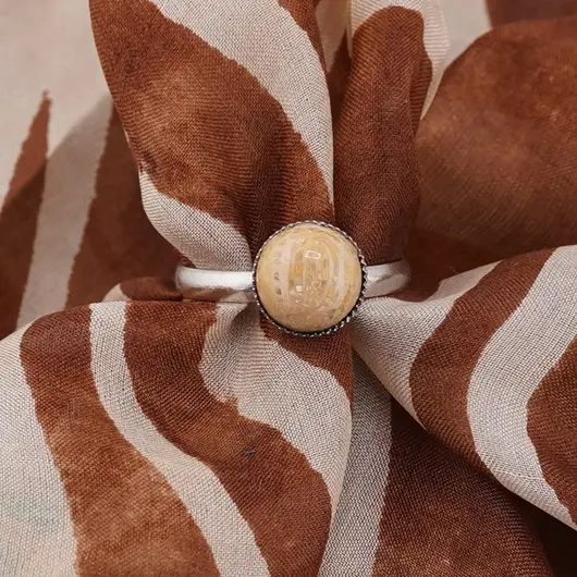 Inel reglabil Coral fosilic, 8mm, imagine 2
