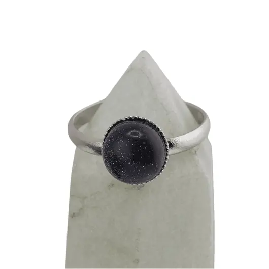 Inel reglabil Goldstone albastru, 8mm