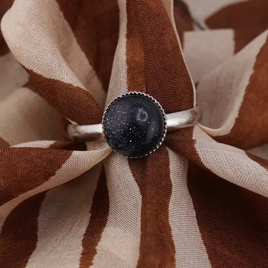 Inel reglabil Goldstone albastru, 8mm, imagine 2