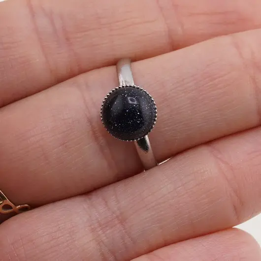 Inel reglabil Goldstone albastru, 8mm, imagine 5