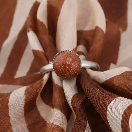 Inel reglabil Goldstone maro, 8mm, imagine 2