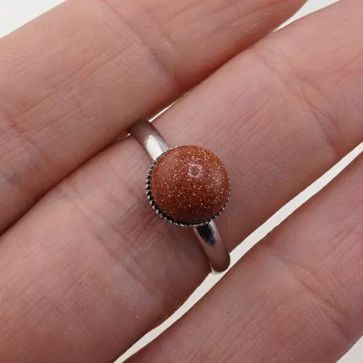 Inel reglabil Goldstone maro, 8mm, imagine 5