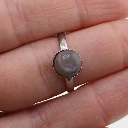 Inel reglabil Piatra lunii gri, 8mm, imagine 5