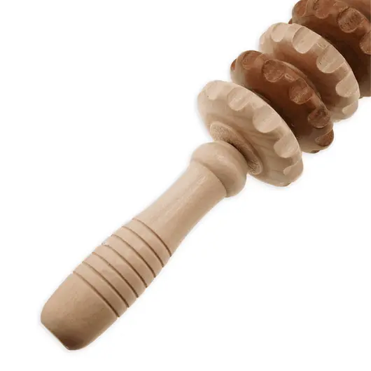 Aparat din lemn pentru masaj corporal, cu 11 role, 41cm, imagine 2