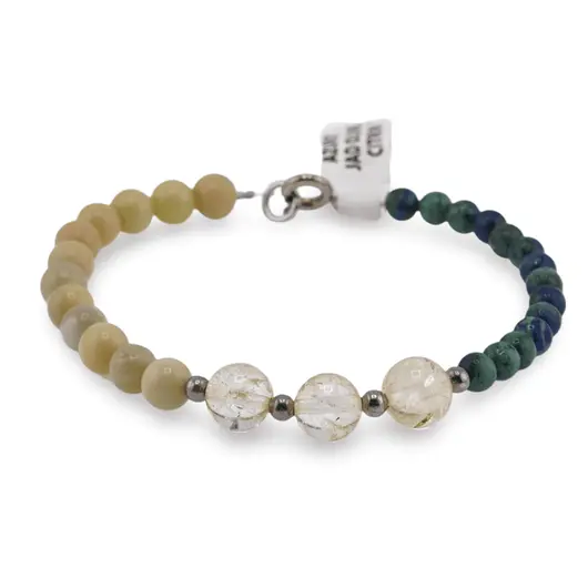 Bratara Jad olive 6mm, Azurit 4mm si Citrin 8mm, imagine 2