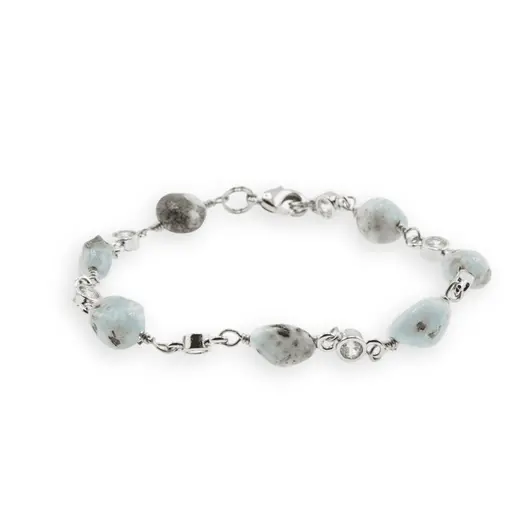 Bratara Larimar si metal argintiu, 7-9mm, imagine 2