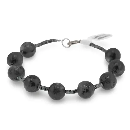 Bratara Larvikit sfere 8mm si Hematit 2mm, imagine 2