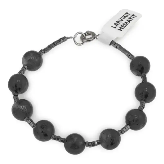 Bratara Larvikit sfere 8mm si Hematit 2mm