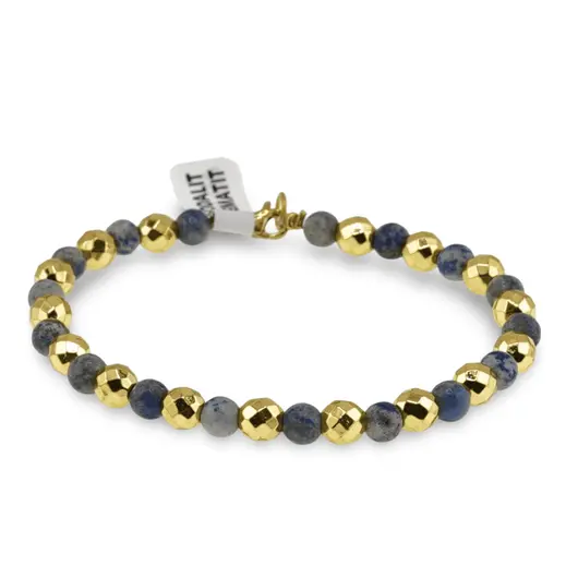 Bratara Sodalit sfere 5mm si Hematit auriu sfere fatetate 6mm, imagine 2