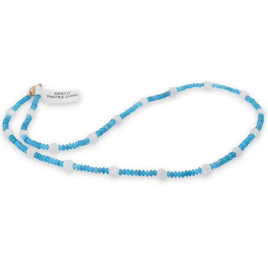 Colier Apatit discuri 3mm si Piatra lunii sfere 4mm, imagine 2