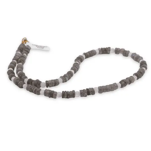 Colier Labradorit discuri 6mm si Piatra lunii sfere 4mm, imagine 2