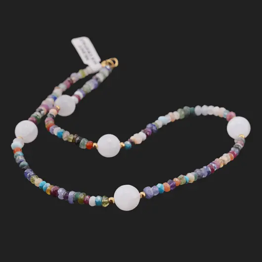 Colier Mix cristale discuri fatetate 4mm si Selenit sfere 10mm, imagine 2