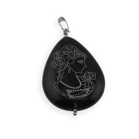 Pandantiv lacrima Onix cu camee 40x30mm
