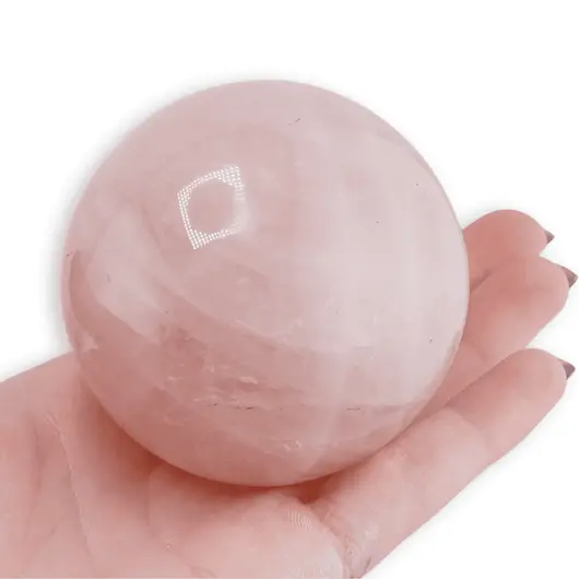 Sfera cristal natural Cuart roz, 350g, imagine 6