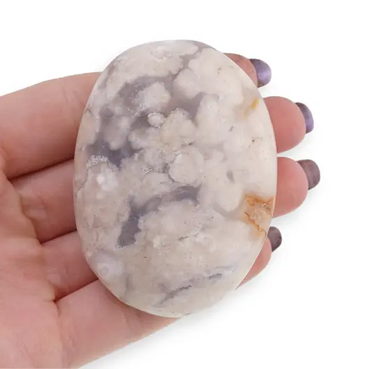 Palm Stone cristal natural Agat Flower, 70-100g, imagine 5