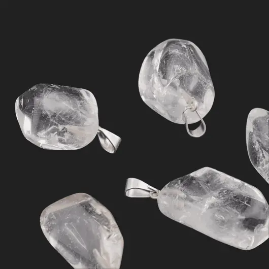 Pandantiv cristal natural rulat Cristal de stanca, 20-25mm, imagine 3