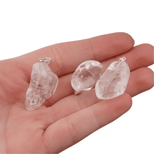Pandantiv cristal natural rulat Cristal de stanca, 20-25mm, imagine 6
