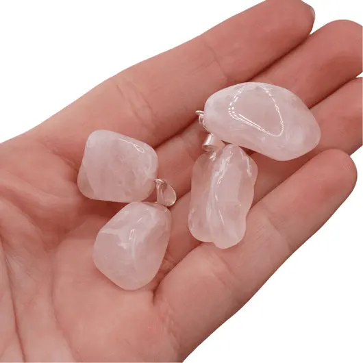 Pandantiv cristal natural rulat Cuart roz, 15-20mm, imagine 6