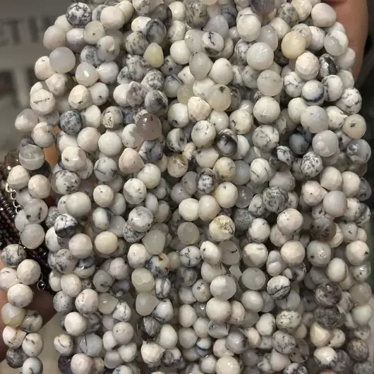 Sirag briolete Opal dendritic 6-7mm, 18cm, imagine 2