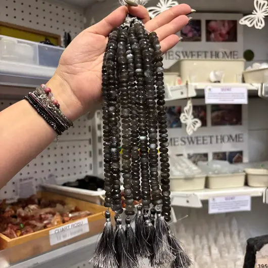 Sirag discuri fatetate Piatra lunii gri inchis 9-11mm, 20cm