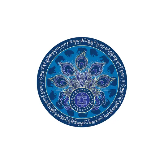 Abtibild sticker Feng Shui cu Elefant si Rinocer albastri pentru protectia banilor 2025, mic