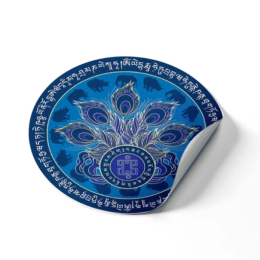 Abtibild sticker Feng Shui cu Elefant si Rinocer albastri pentru protectia banilor 2025, mic, imagine 2
