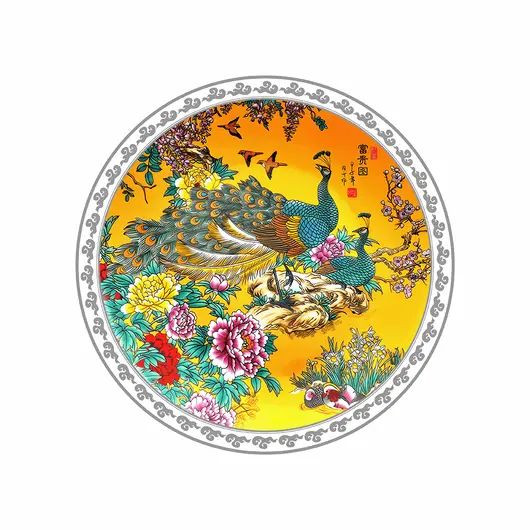 Abtibild sticker Feng Shui pentru protectie impotriva pericolelor cu 2 pauni 2025, mare